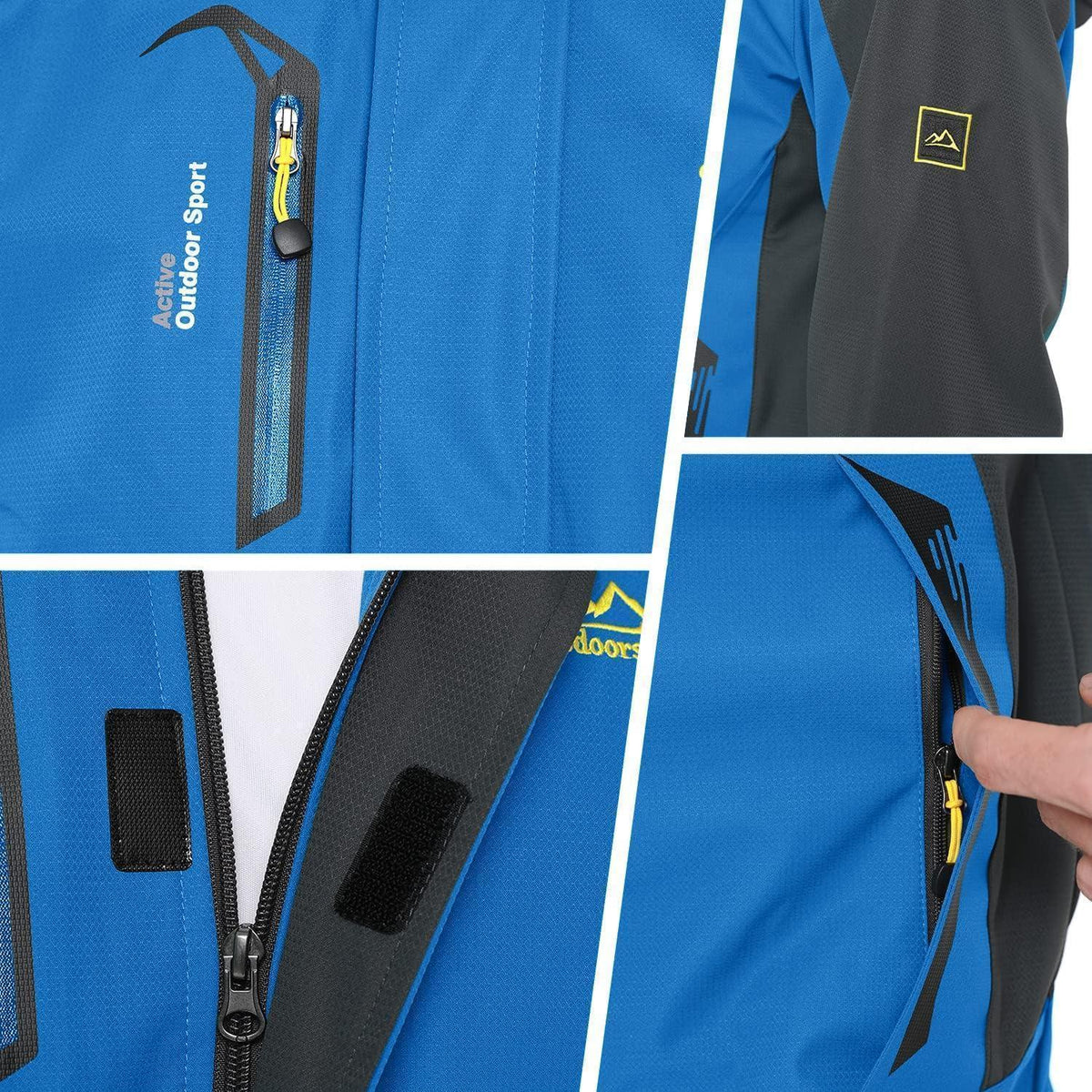 Herren Übergangsjacke Wasserabweisend mit Kapuze Blau