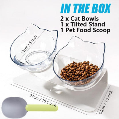 Geneigte Katzennäpfe mit Ständer Doppel-Katzenschalen Set