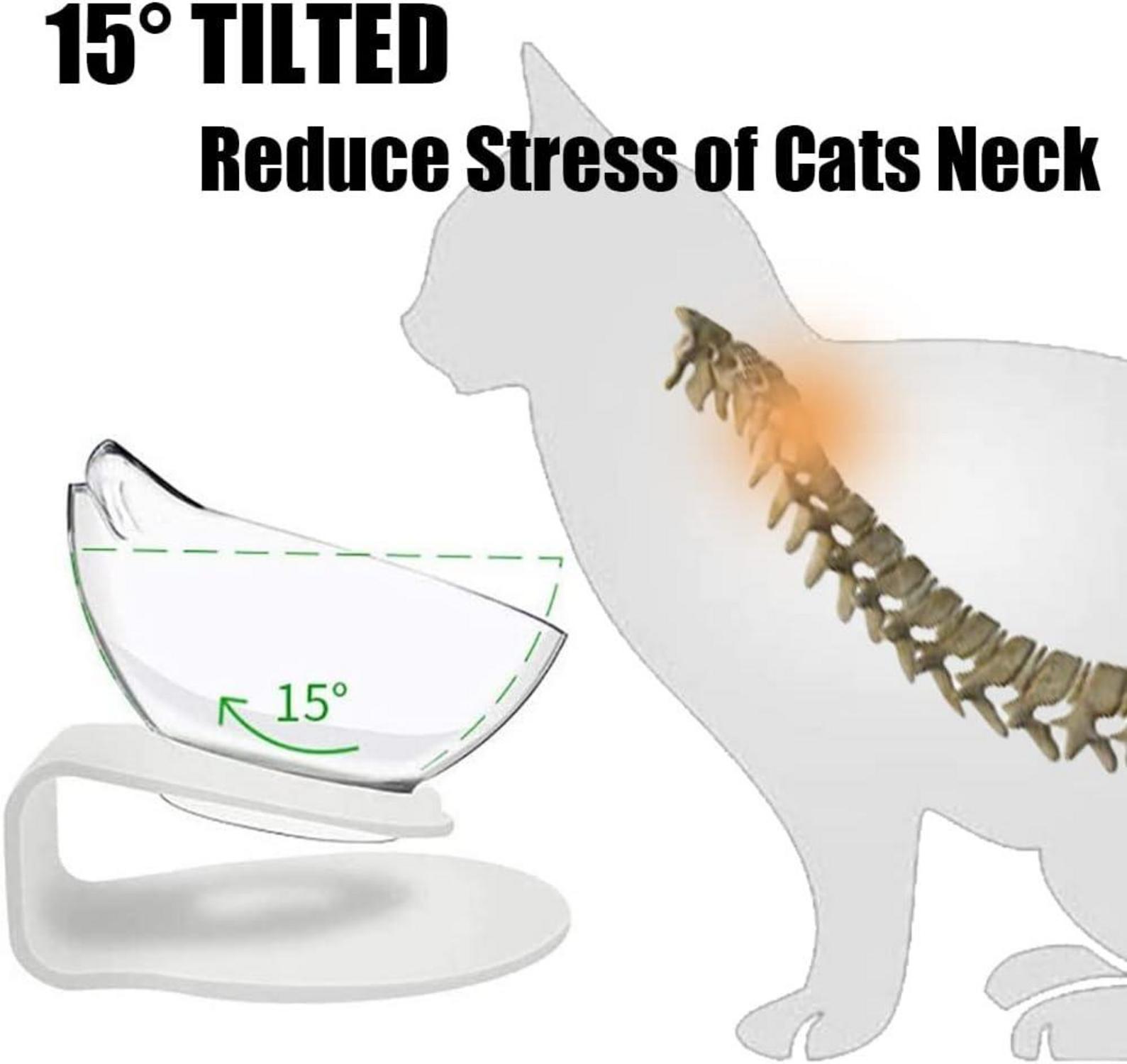 Katzennapf Erhöht mit Ständer Doppel-Katzenschalen Transparent BPA-frei 15° Neigung