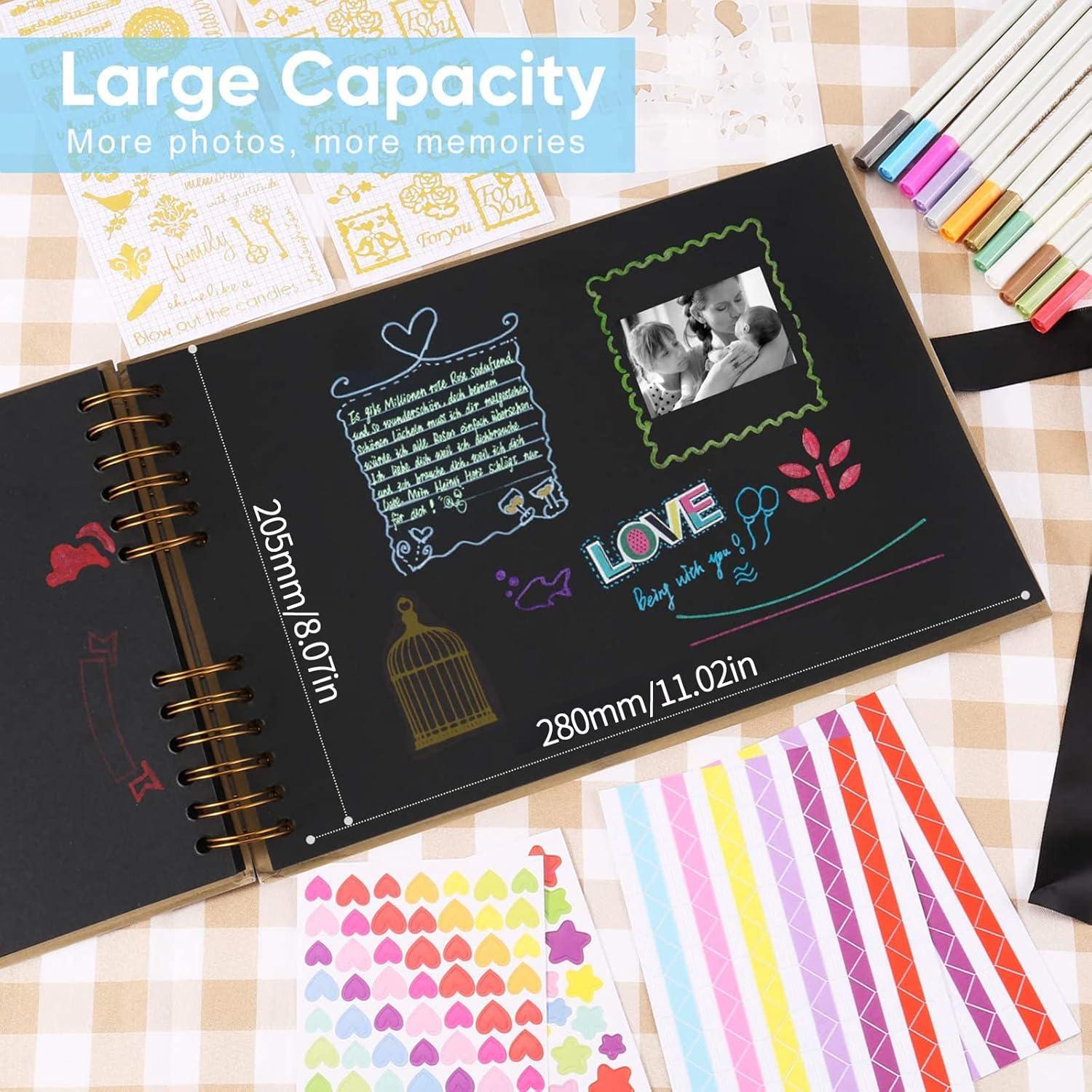 DazSpirit Schwarzes DIY Fotoalbum 80 Seiten Scrapbook