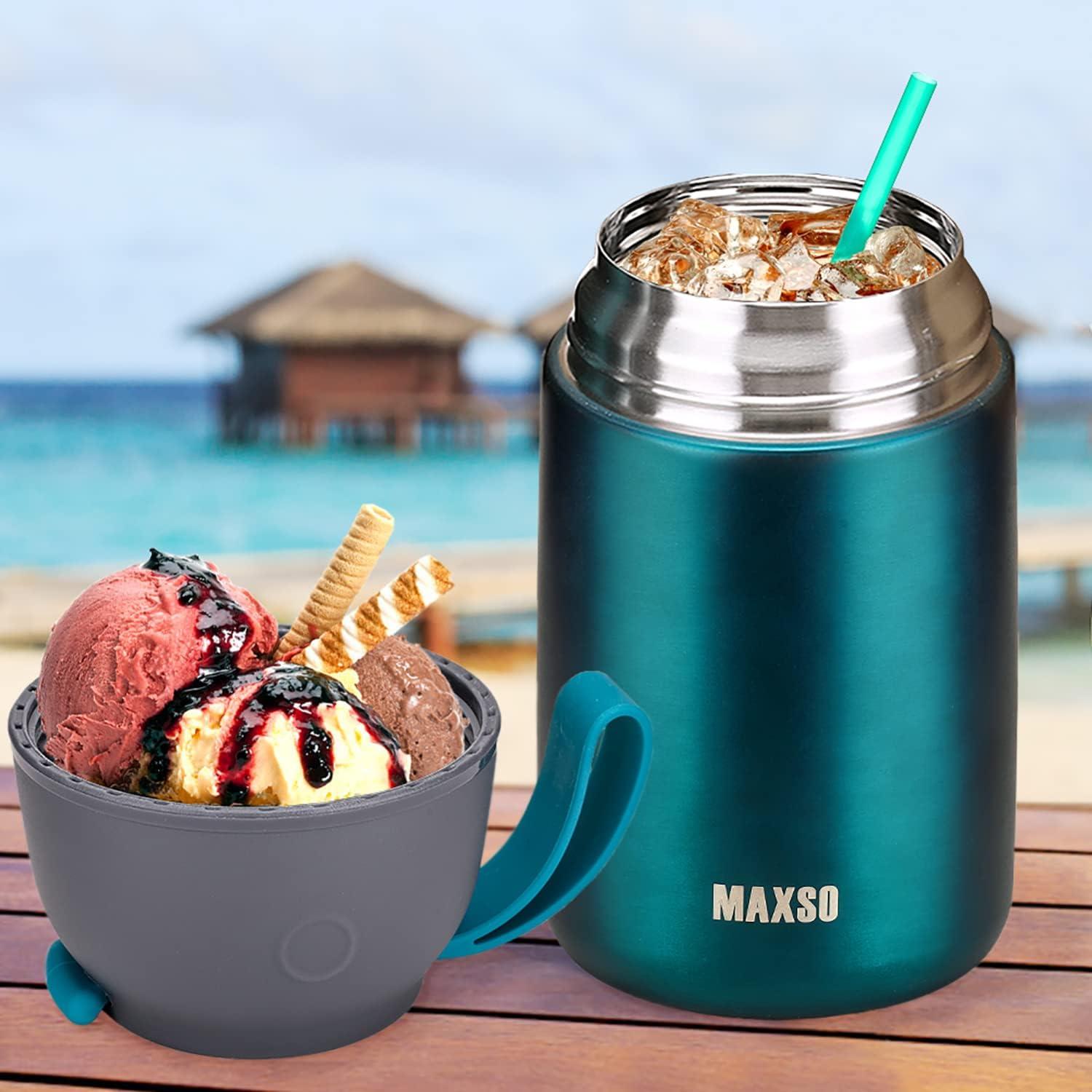 LOGEEYAR Thermobehälter 500ml Edelstahl Isolierbehälter Löffel Grün