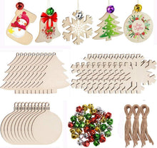 Weihnachtsanhänger und Glöckchen Set aus Holz zum Bemalen