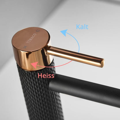 TIMACO Schwarz Gold Wasserhahn Einhebel-Mischbatterie Badarmatur