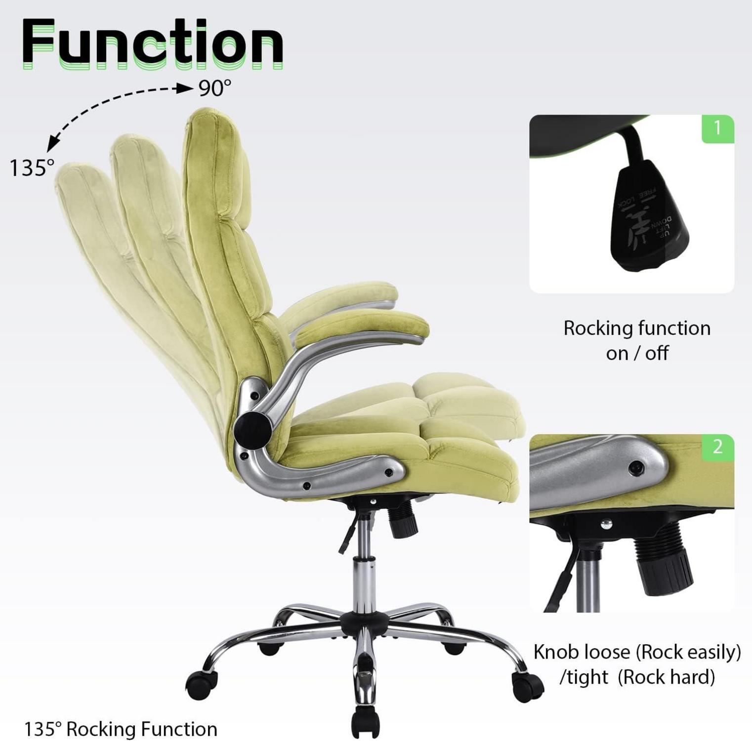 Ergonomischer Grauer Bürostuhl - Höhenverstellbar & Drehstuhl - weicher Samtstoff - Rückenlehne verstellbar