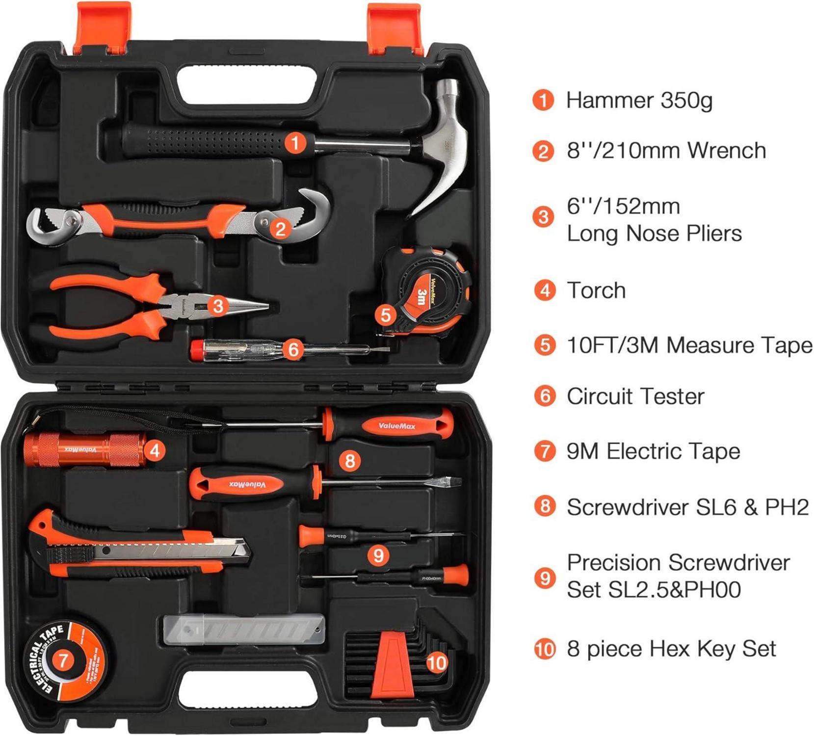 Werkzeugkoffer gefüllt 30tlg. Haushalt Reparatur Set ergonomisch langlebig