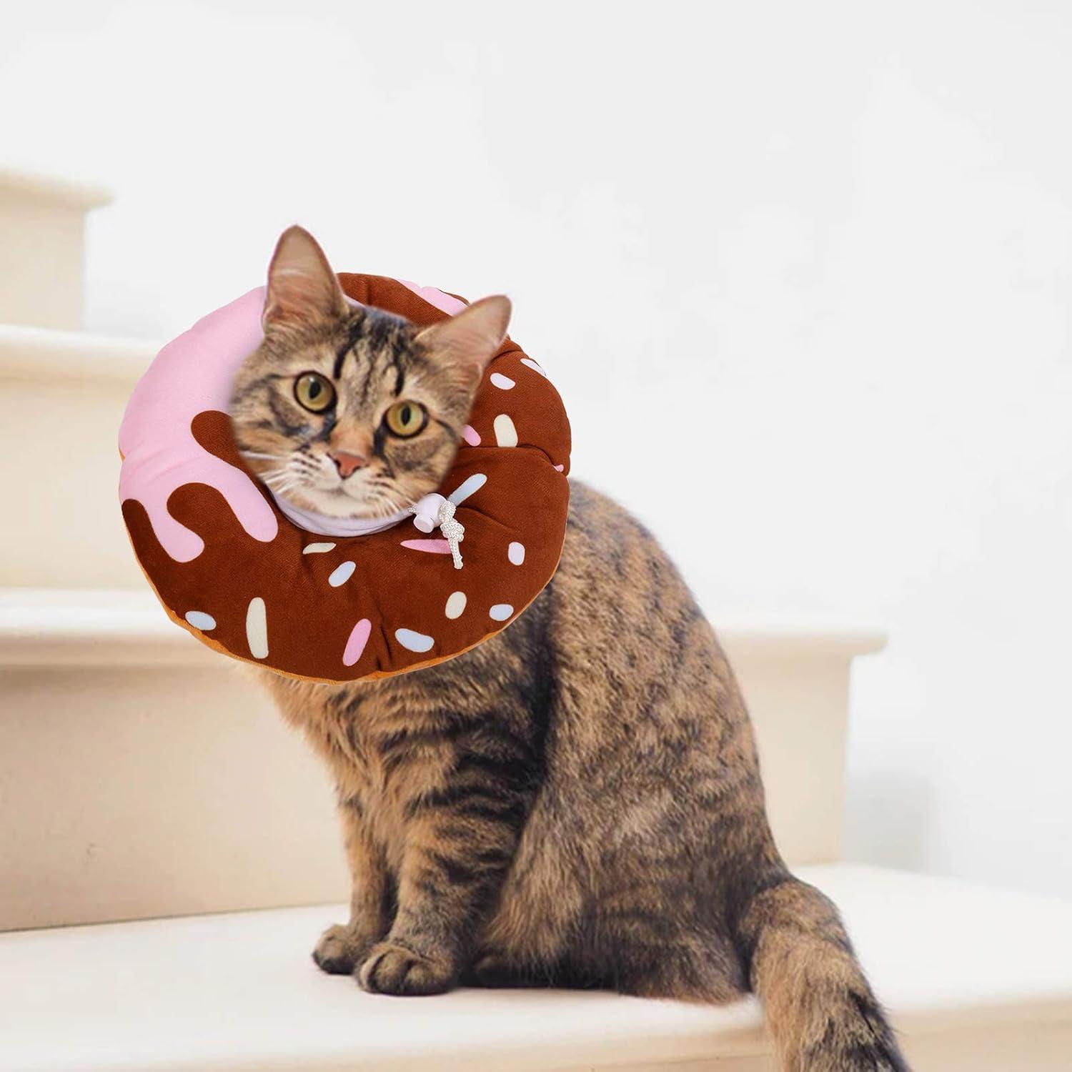 Weiches Katzenhalsband Leckschutz Halskrause Donut Muster S Größe