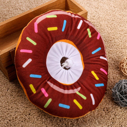 Katzen Halskrause Donut Muster Weich Einstellbar Schützend XS Braun