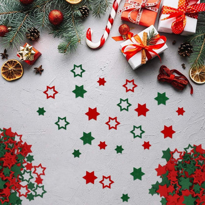 FHzytg 120 Stück Weihnachtsfilz Sterne Streudeko Set 3,4cm 2cm Grün Rot