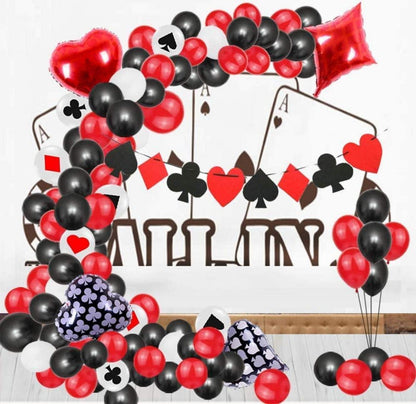 Luftballons Casino Party Dekorationen Set 107-teilig Schwarz Rot