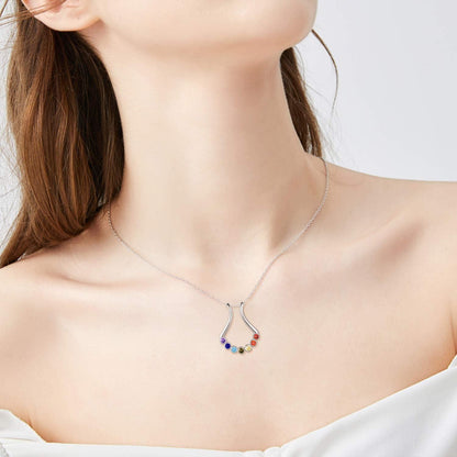 Sterling Silber 7 Chakra Ringhalter Halskette Frauen