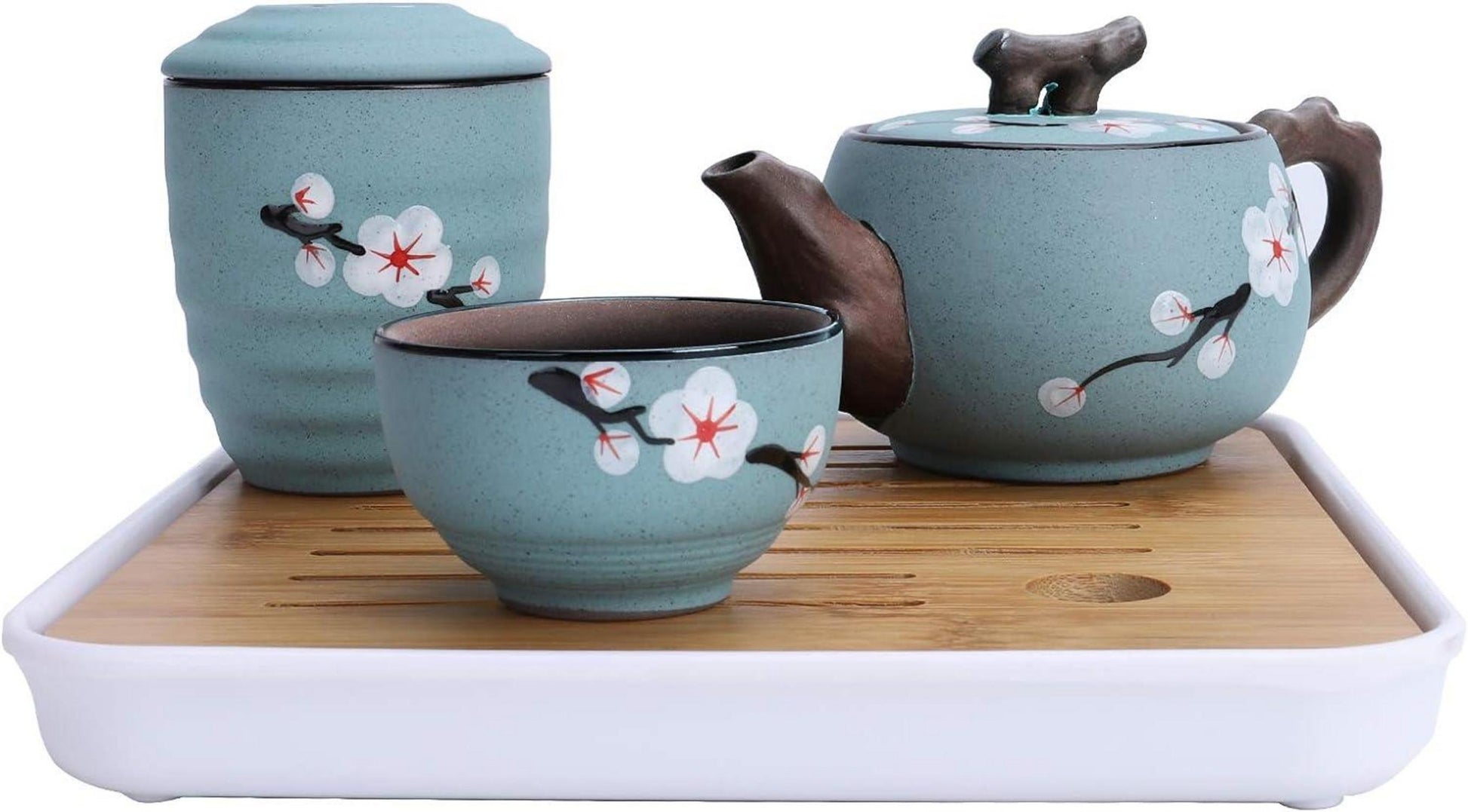 Japanisches Kirschblüte Zisha Tee-Set 6tlg. mit Reisetasche