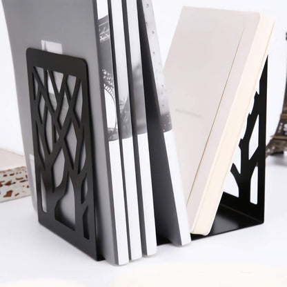 4er Set Schwarze Eisen Buchstützen für schwere Bücher Regal Deko