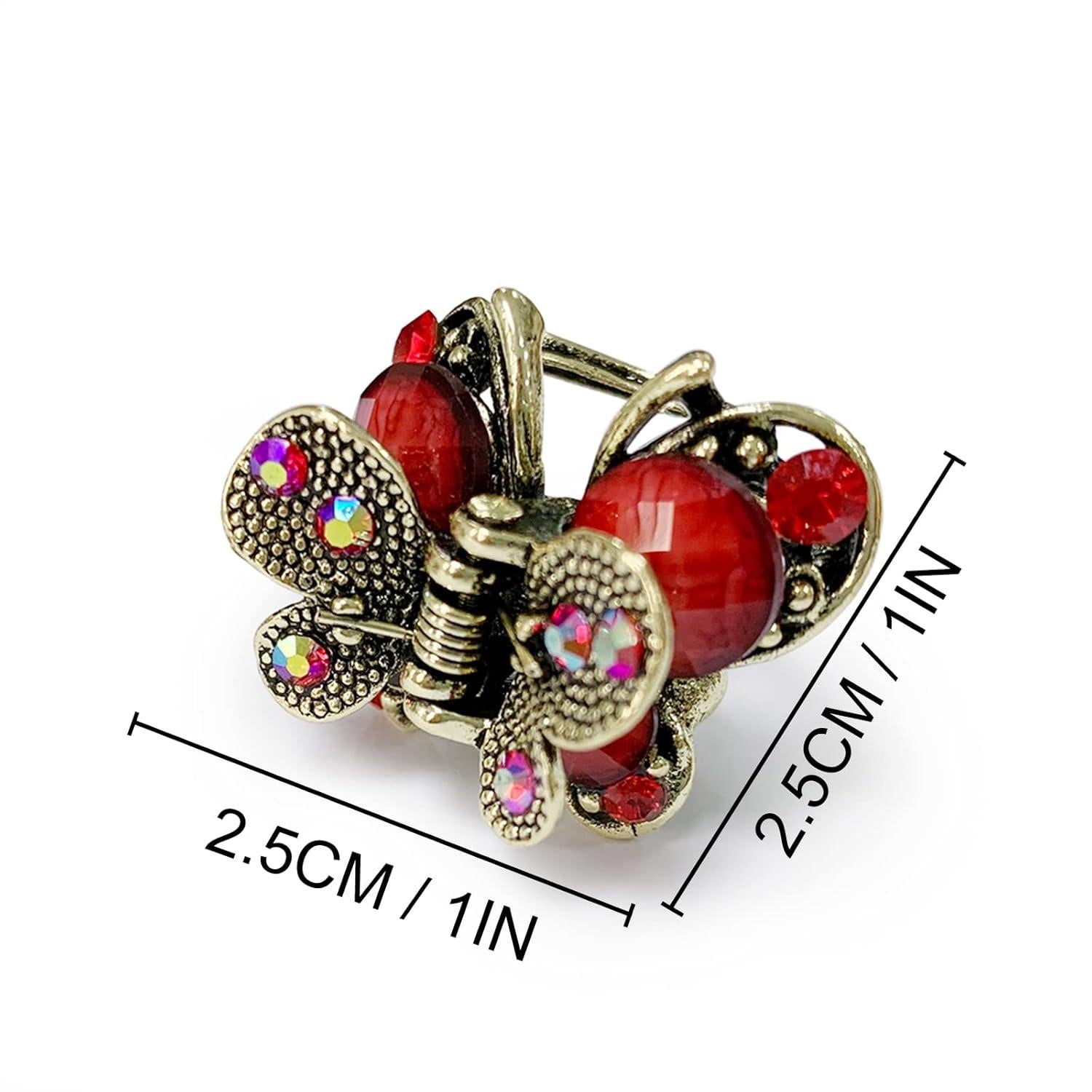 Haarklammer Klein Kristall Schmetterling Vintage Haargreifer