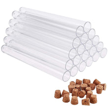 20er Pack Kunststoff Reagenzgläser mit Korken Transparent 150x16 mm 20