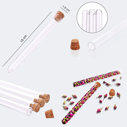 20er Pack Kunststoff Reagenzgläser mit Korken Transparent 150x16 mm 20