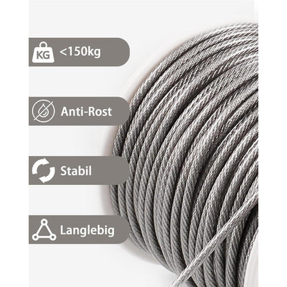 Kabelschloss Drahtseil 2mm 37 Stück Edelstahl 30M Ummantelt