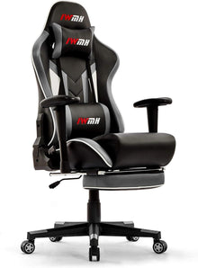 Ergonomischer Gaming Stuhl mit Fußstütze und Lendenstütze