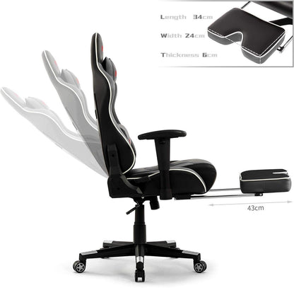 Intimate WM Heart Gaming Stuhl mit Fußstütze und verstellbarer Kopfstütze, Grau