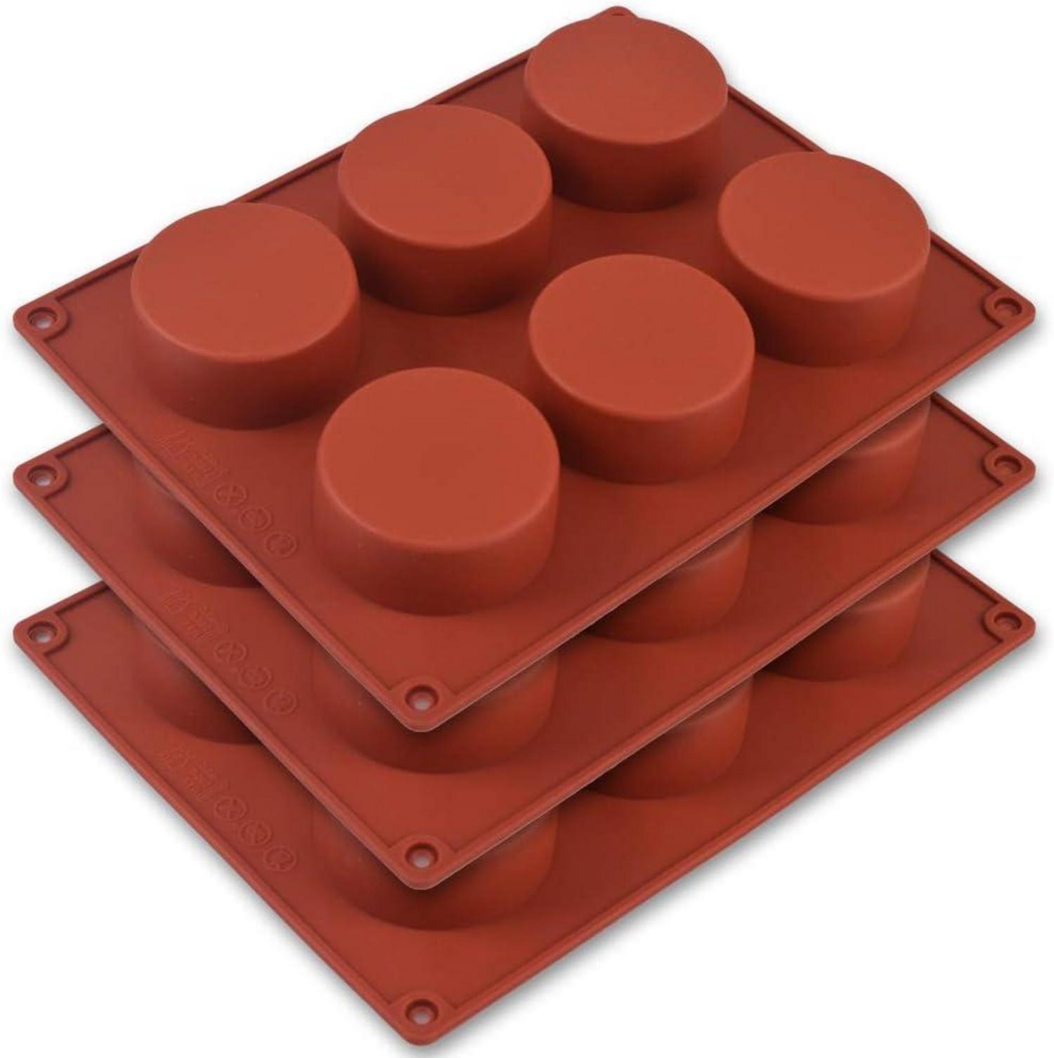 Zylinder-Silikonform 3 Pack 6 Mulden 5,1cm Cupcakes Seifen Muffins