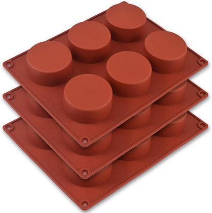 Zylinder-Silikonform 3 Pack 6 Mulden 5,1cm Cupcakes Seifen Muffins