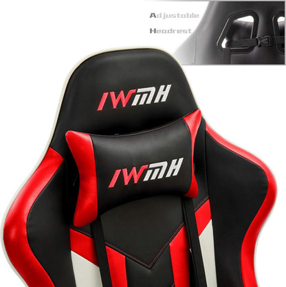 Ergonomischer Gaming Stuhl mit Fußstütze, Lendenstütze und