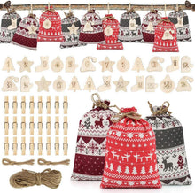 Adventskalender Jutesäckchen DIY Weihnachtsdeko Holzornamente