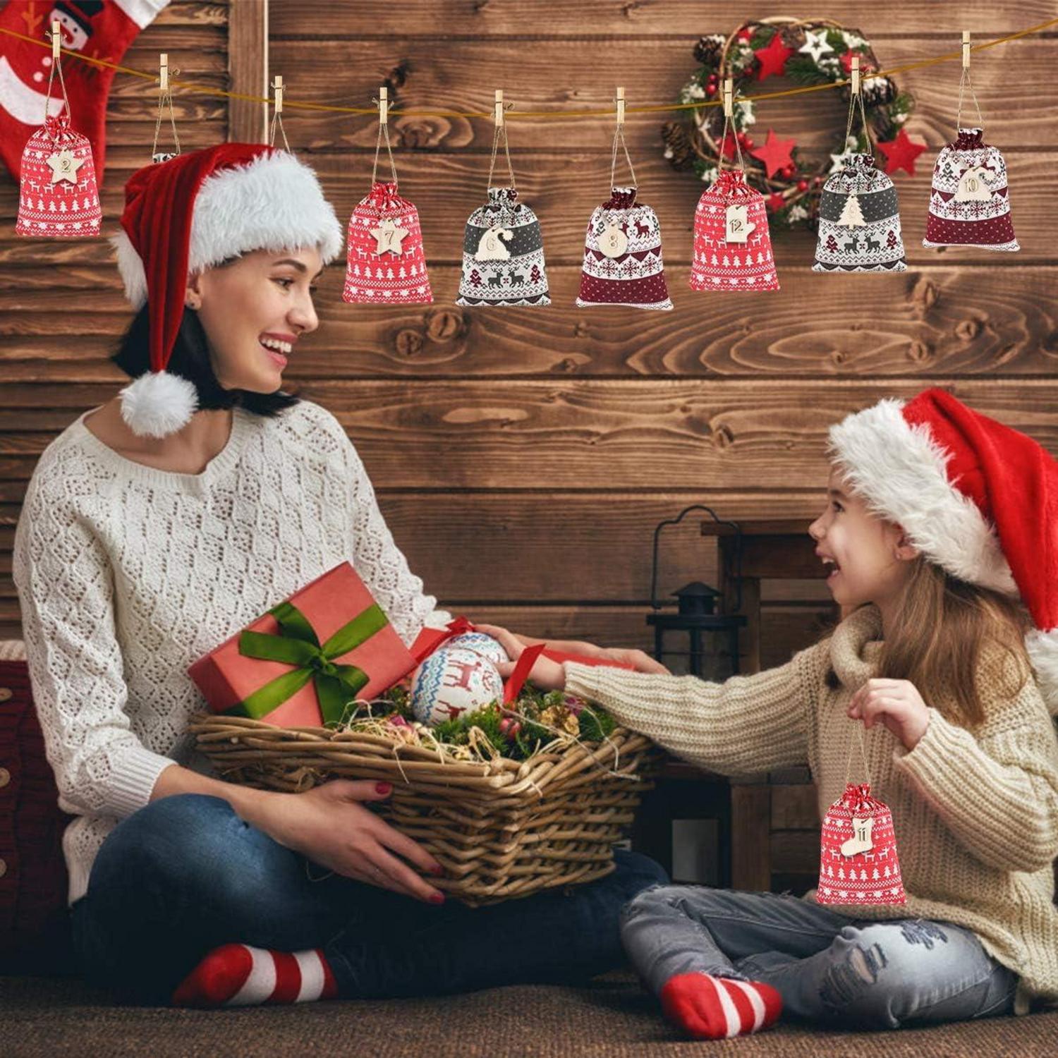 Jutesäckchen Adventskalender Befüllen Weihnachtsdekoration 24