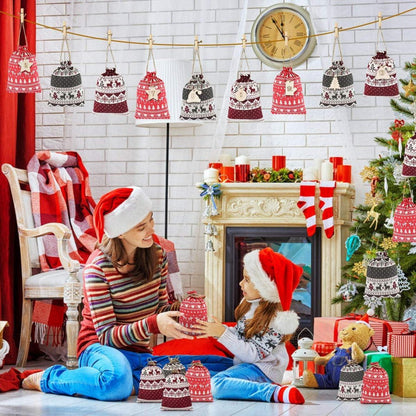 Jutesäcke Adventskalender zum Selbst Befüllen 97-teilig Hängend