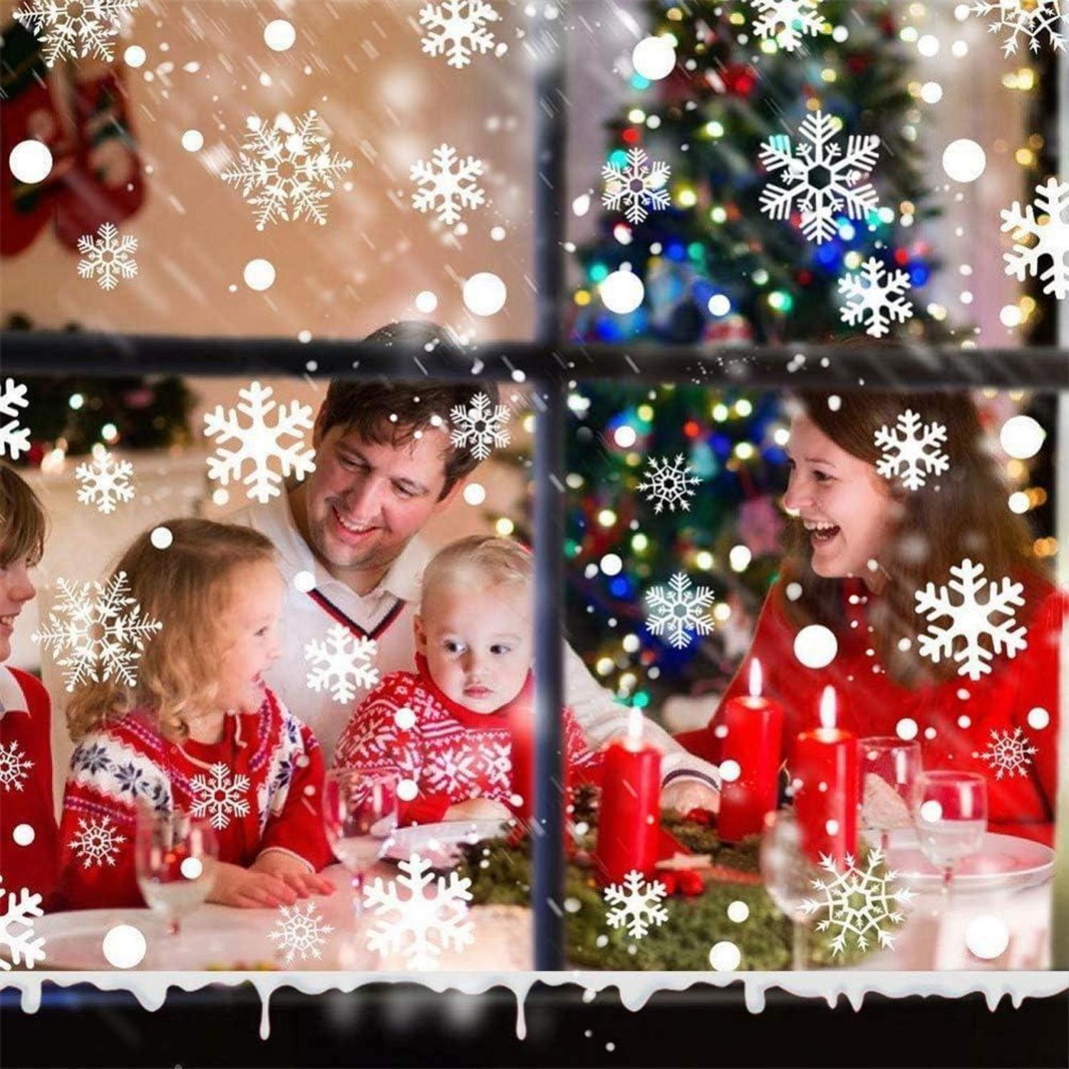 Schneeflocken Fensterbilder Weihnachten Statisch Wiederverwendbar PVC 96