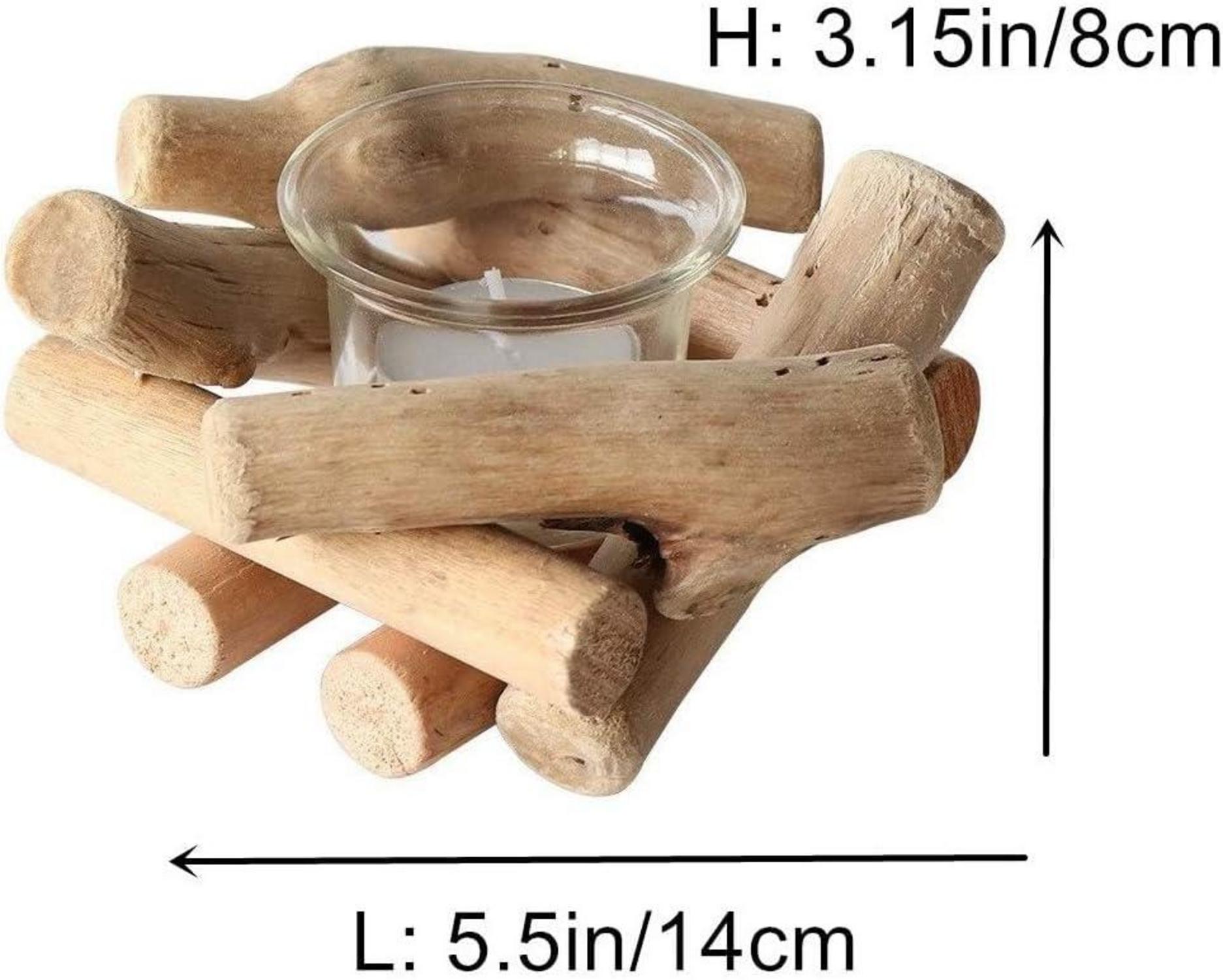 Rustikale Teelichthalter aus Holz 2er Set Glas Windlichtökologische Tischdeko