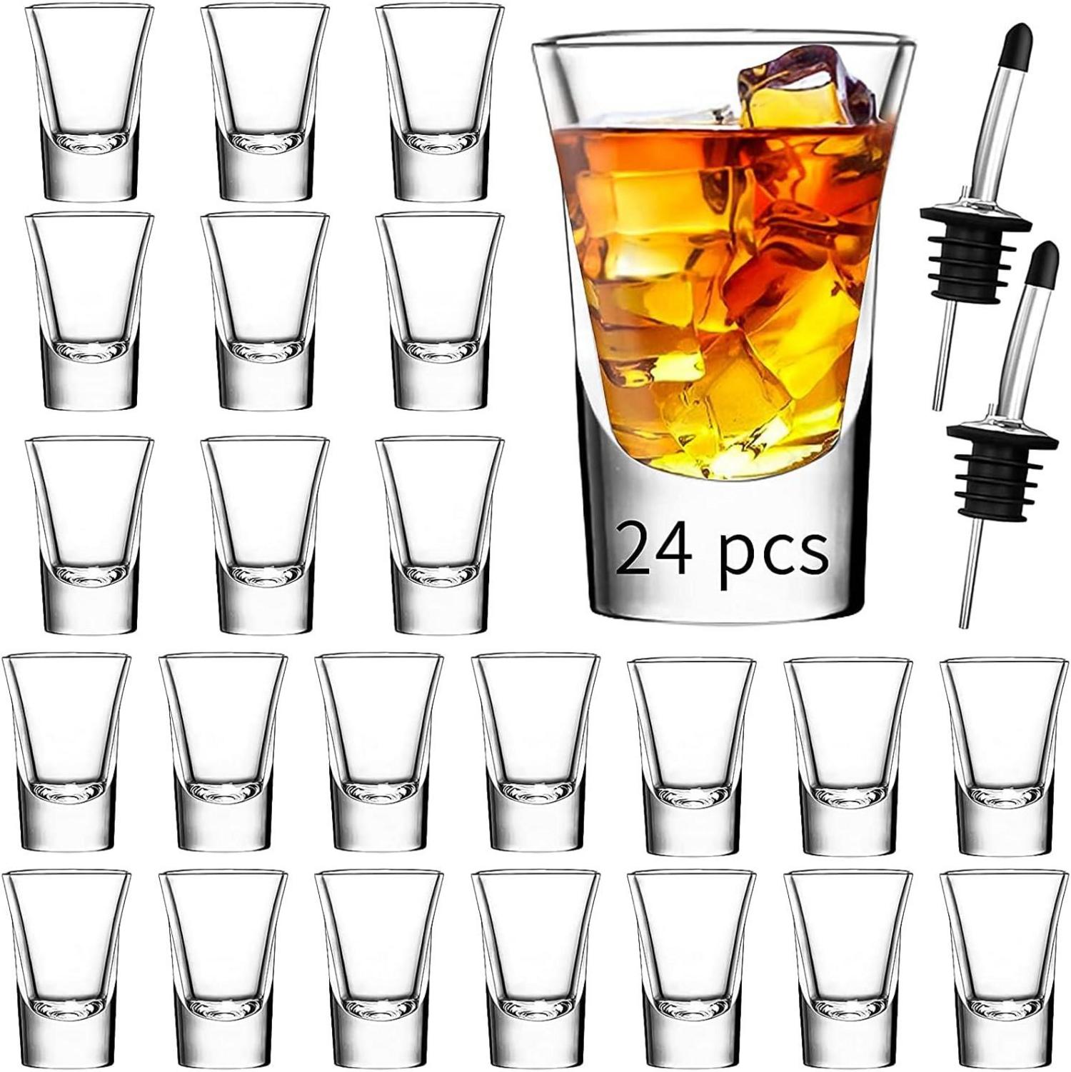 24er Set Shotgläser 35ml transparent schwerer Boden Cocktails Tequila