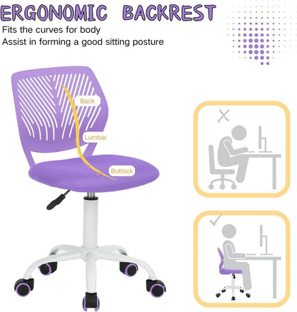 Homy Casa Schreibtischstuhl Bürostuhl Lila ergonomisch verstellbar