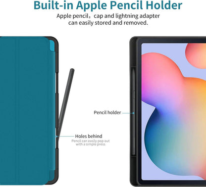 EasyAcc Samsung Galaxy Tab S6 Lite 10.4 Zoll Hülle mit Schutzfolie Pfauenblau