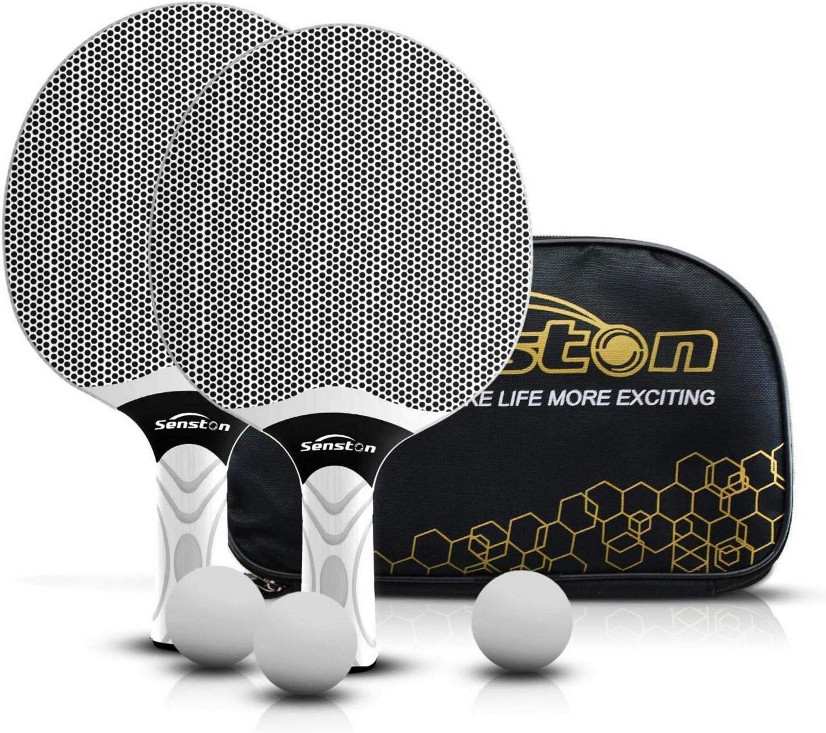 Senston Tischtennisschläger Set mit 3 Bällen und Tasche