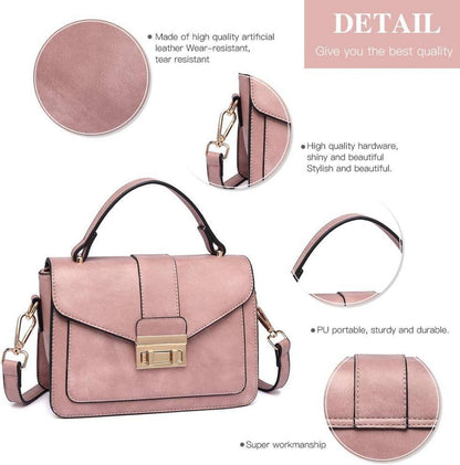 Elegante Damen Handtasche Kunstleder Pink Interiør Gold