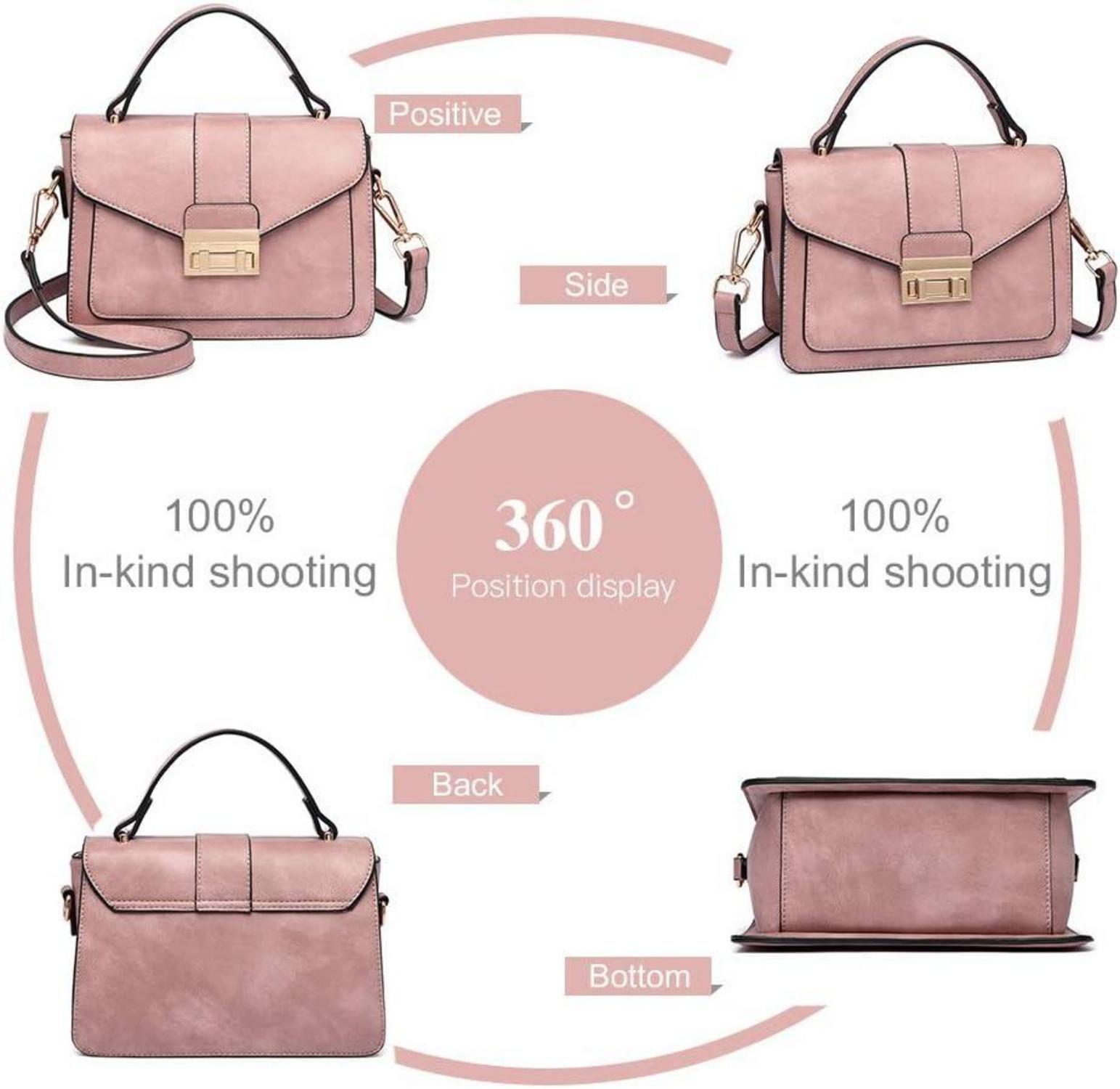 Elegante Damen Handtasche Klein Umhängetasche Sattel-Design Pink