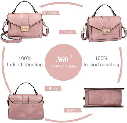 Elegante Damen Handtasche Klein Umhängetasche Sattel-Design Pink