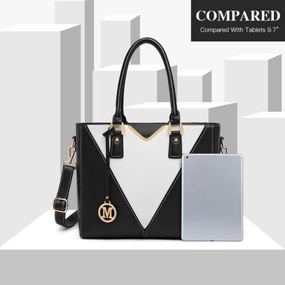 Damen Handtasche V-Design Schultertasche Shopper Schwarz