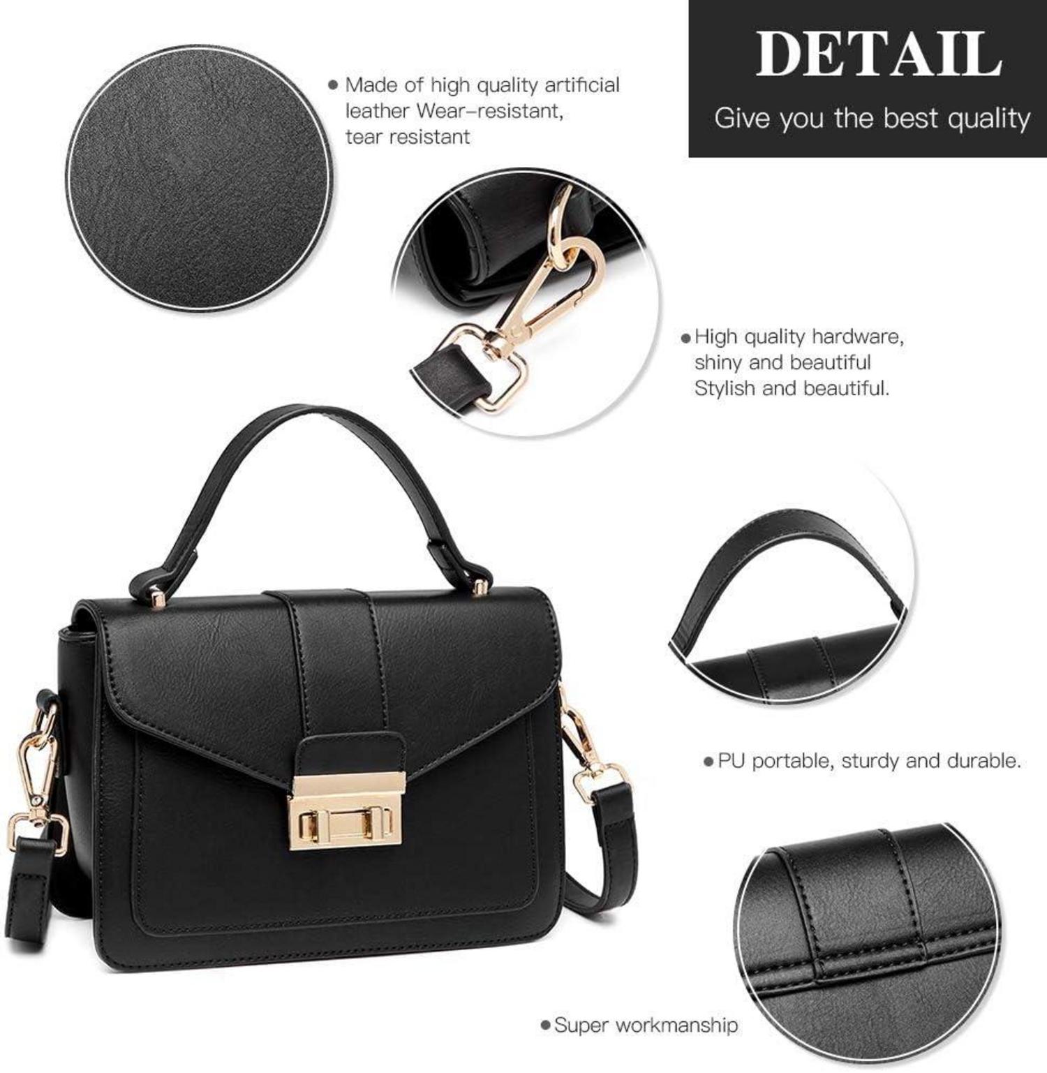 Elegante Damen Umhängetasche Kunstleder Schwarz