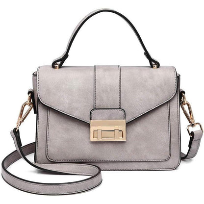 Damen Henkeltasche Grau Elegante Schultertasche in Lederoptik