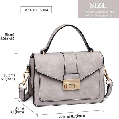 Damen Henkeltasche Grau Elegante Schultertasche in Lederoptik