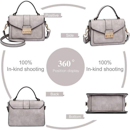 Damen Henkeltasche Grau Elegante Schultertasche in Lederoptik