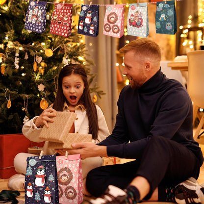 Adventskalender 2024 groß Papiertüten zum selber basteln Dunkelblau