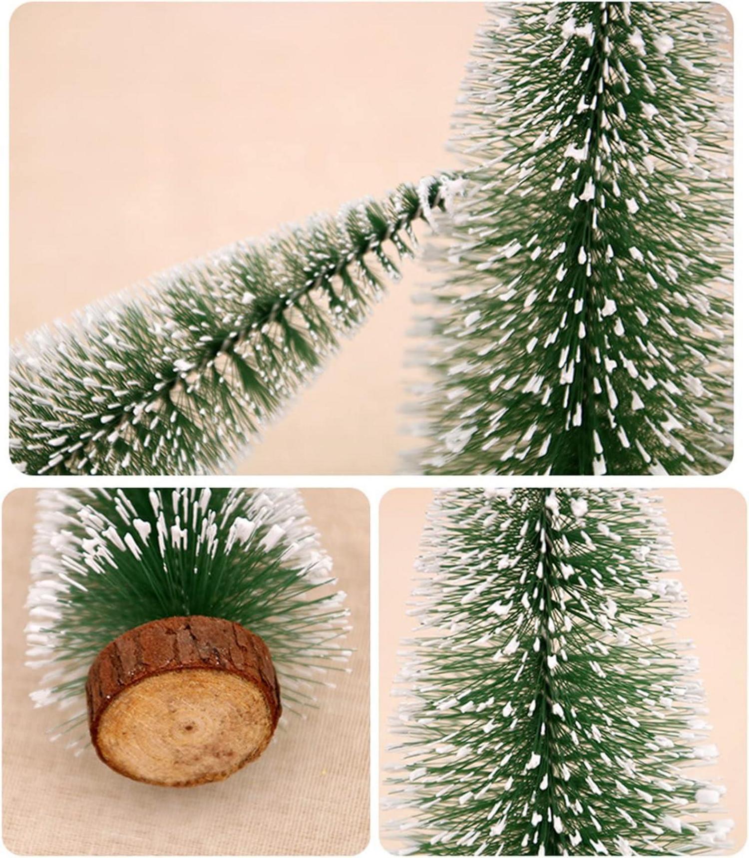 Künstlicher Mini Weihnachtsbaum mit Schnee-Effekt 10er Set Grün Holzsockel