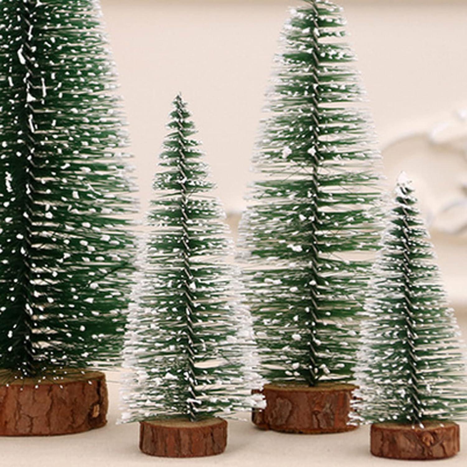 Mini Weihnachtsbaum 10er Set Kiefernbaum Holzsockel Schnee-Effekt Christbaum