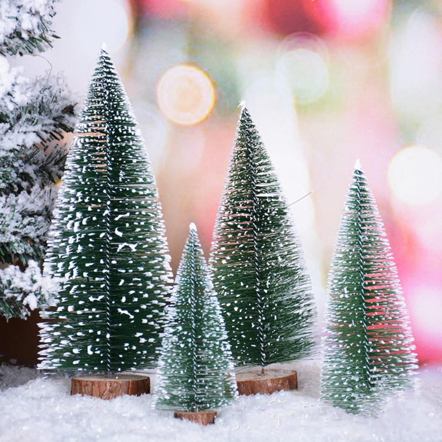 Mini Weihnachtsbaum 10er Set Kiefernbaum Holzsockel Schnee-Effekt Christbaum