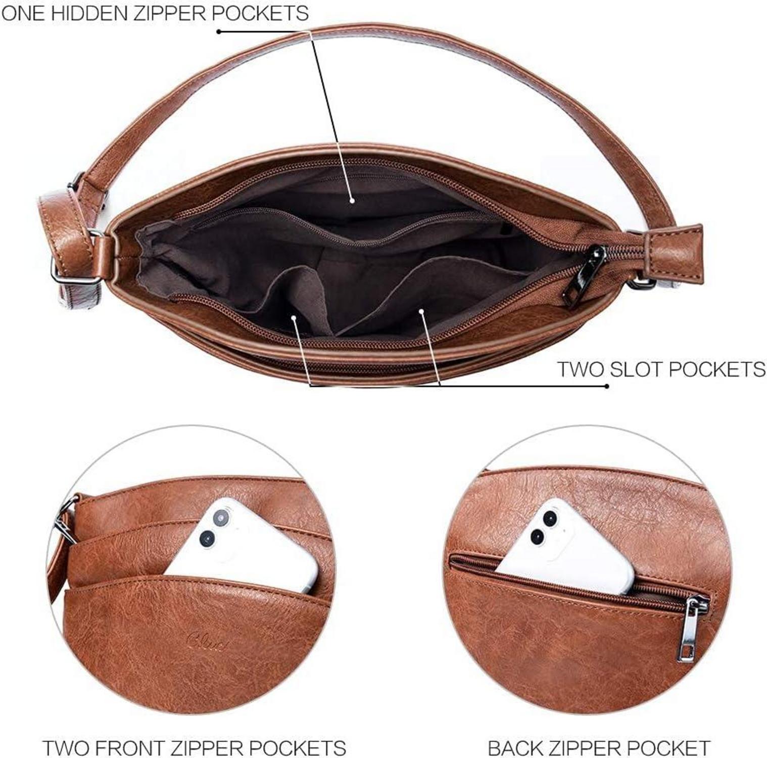 CLUCI Umhängetasche Damen Klein Crossbody Dunkelbraun PU Leder
