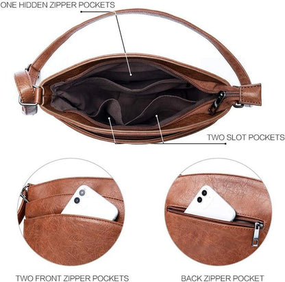 CLUCI Umhängetasche Damen Klein Crossbody Dunkelbraun PU Leder