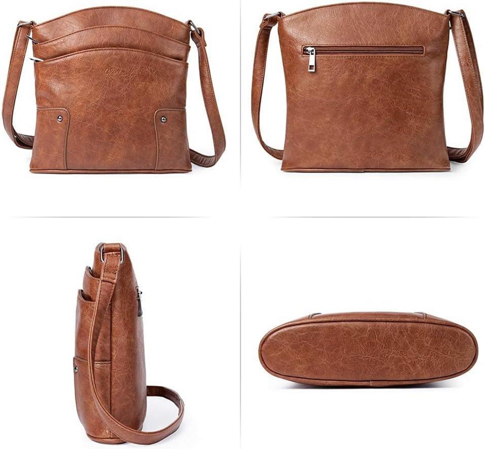 Umhängetasche Damen Klein Crossbody Clutch Geldbörse Dunkelbraun