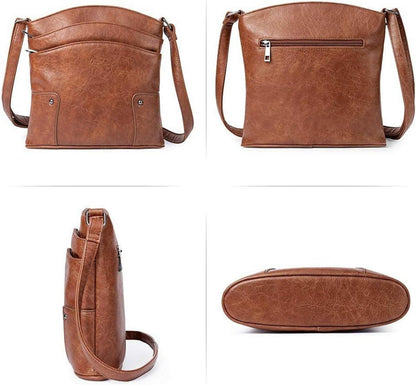 Umhängetasche Damen Klein Crossbody Clutch Geldbörse Dunkelbraun
